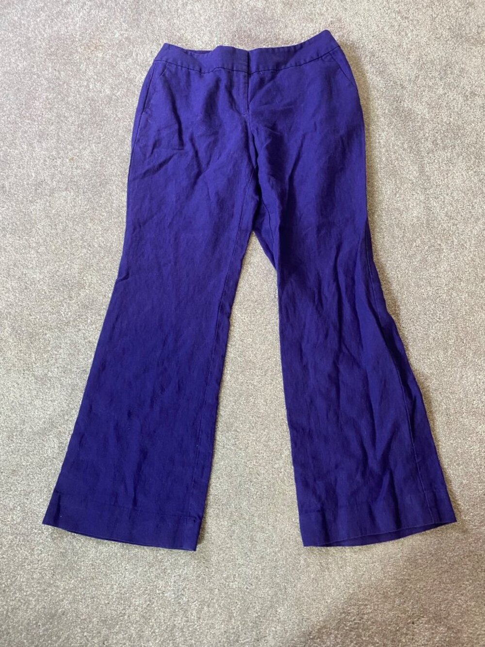 Ann Taylor Loft Julie Petites 4P Purple Linen Wide Leg Pants